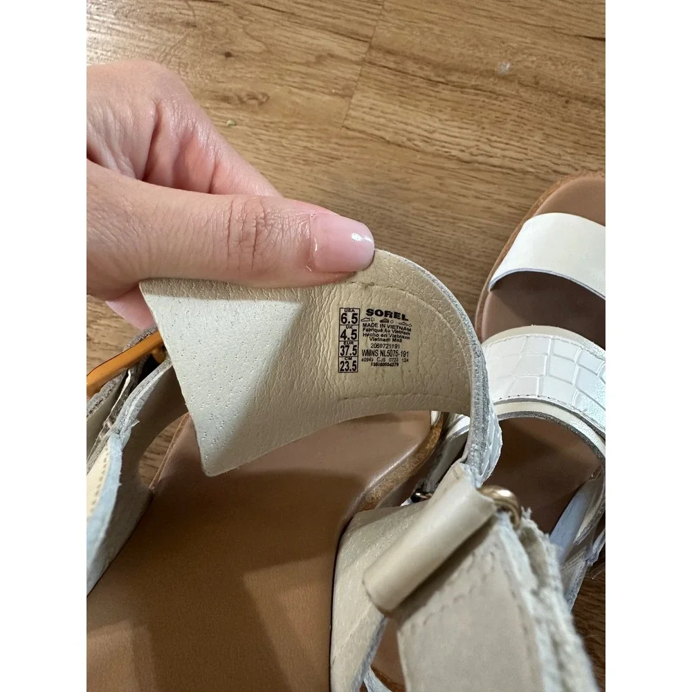 Sorel Ella Classic Slingback Sandals Women 6.5 Chalk Leather NL5075-191